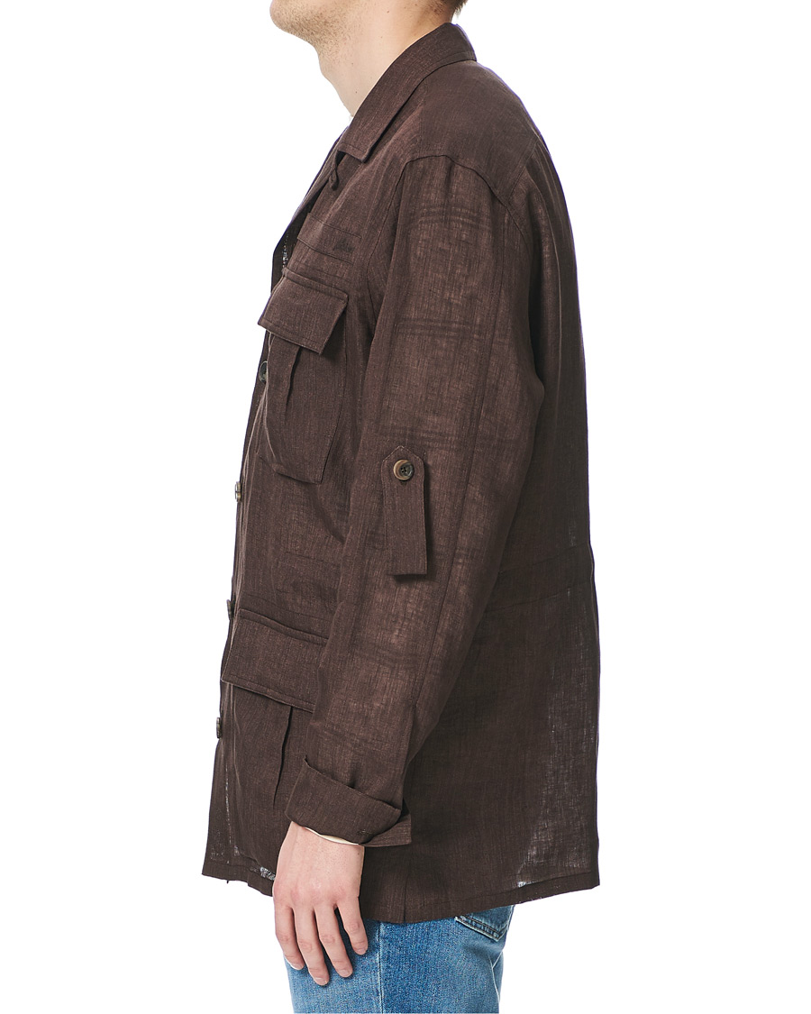 Herr | Skjortor | Brioni | Linen Sahariana Brown