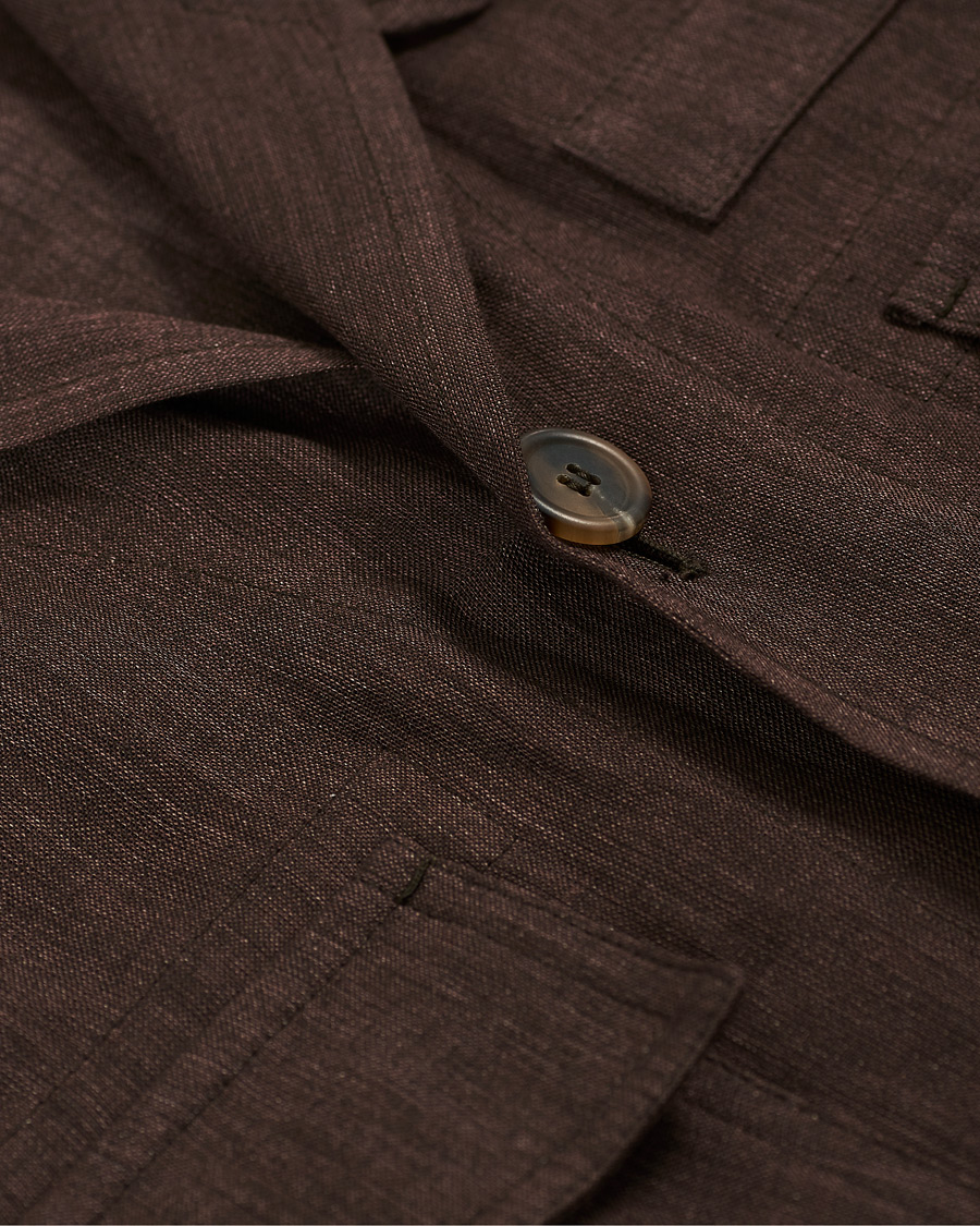 Herr | Skjortor | Brioni | Linen Sahariana Brown