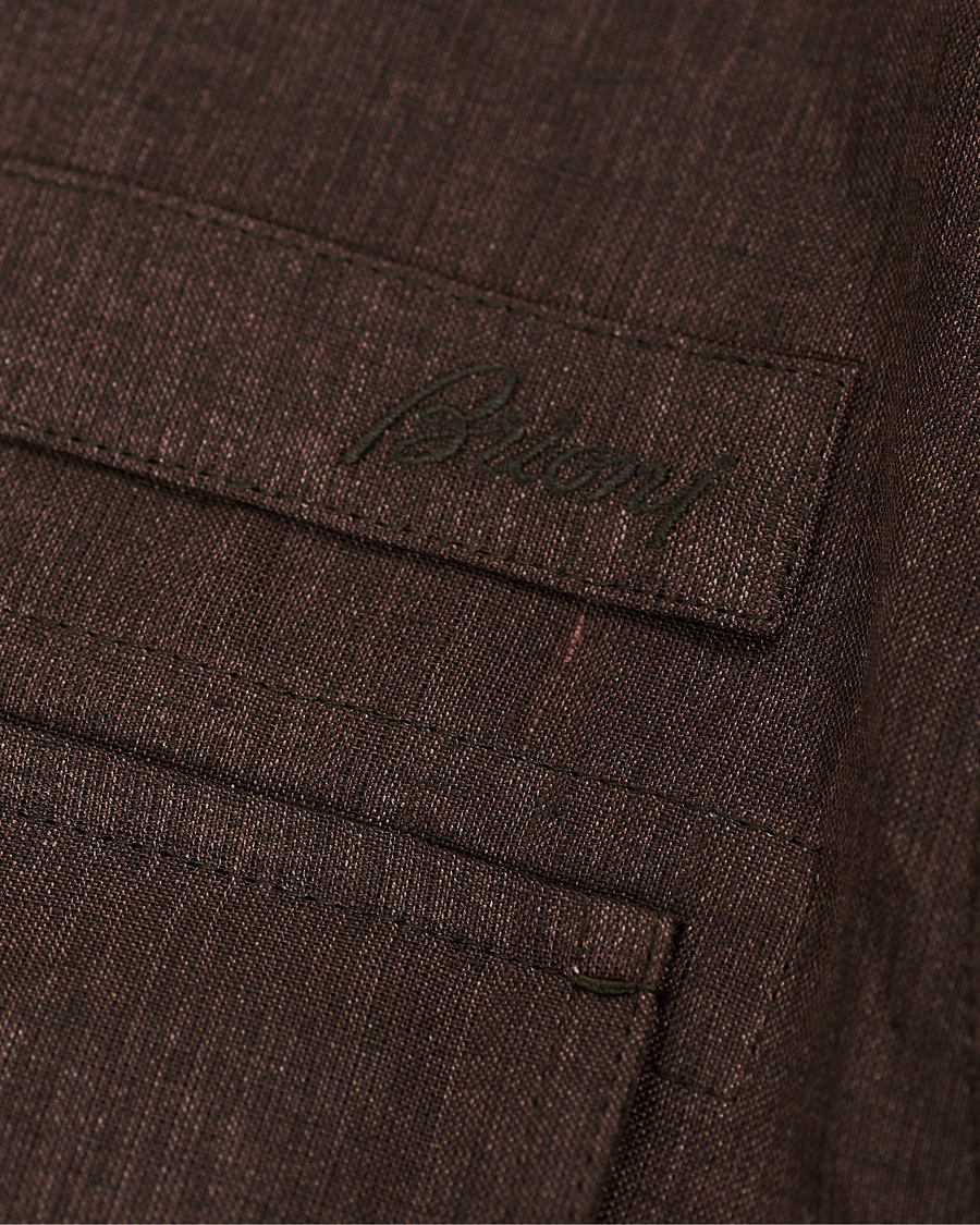 Herr | Skjortor | Brioni | Linen Sahariana Brown