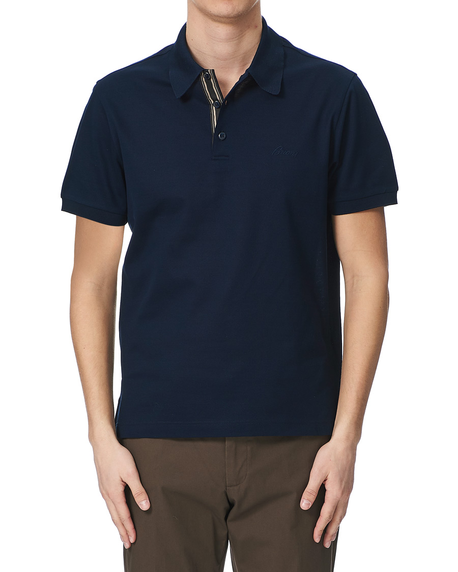 Herr | Pikéer | Brioni | Contrast Placket Polo Piquet Navy