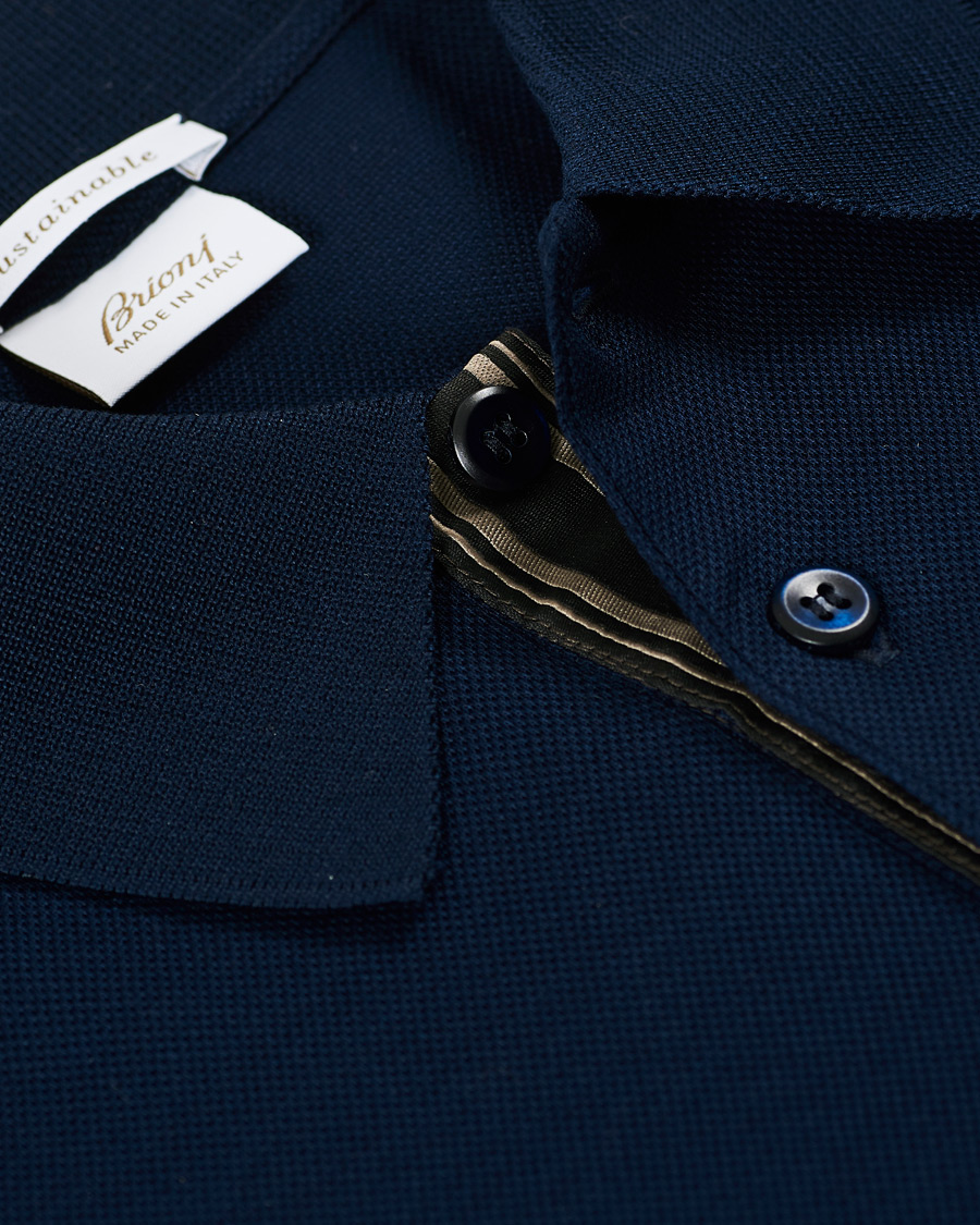 Herr | Pikéer | Brioni | Contrast Placket Polo Piquet Navy