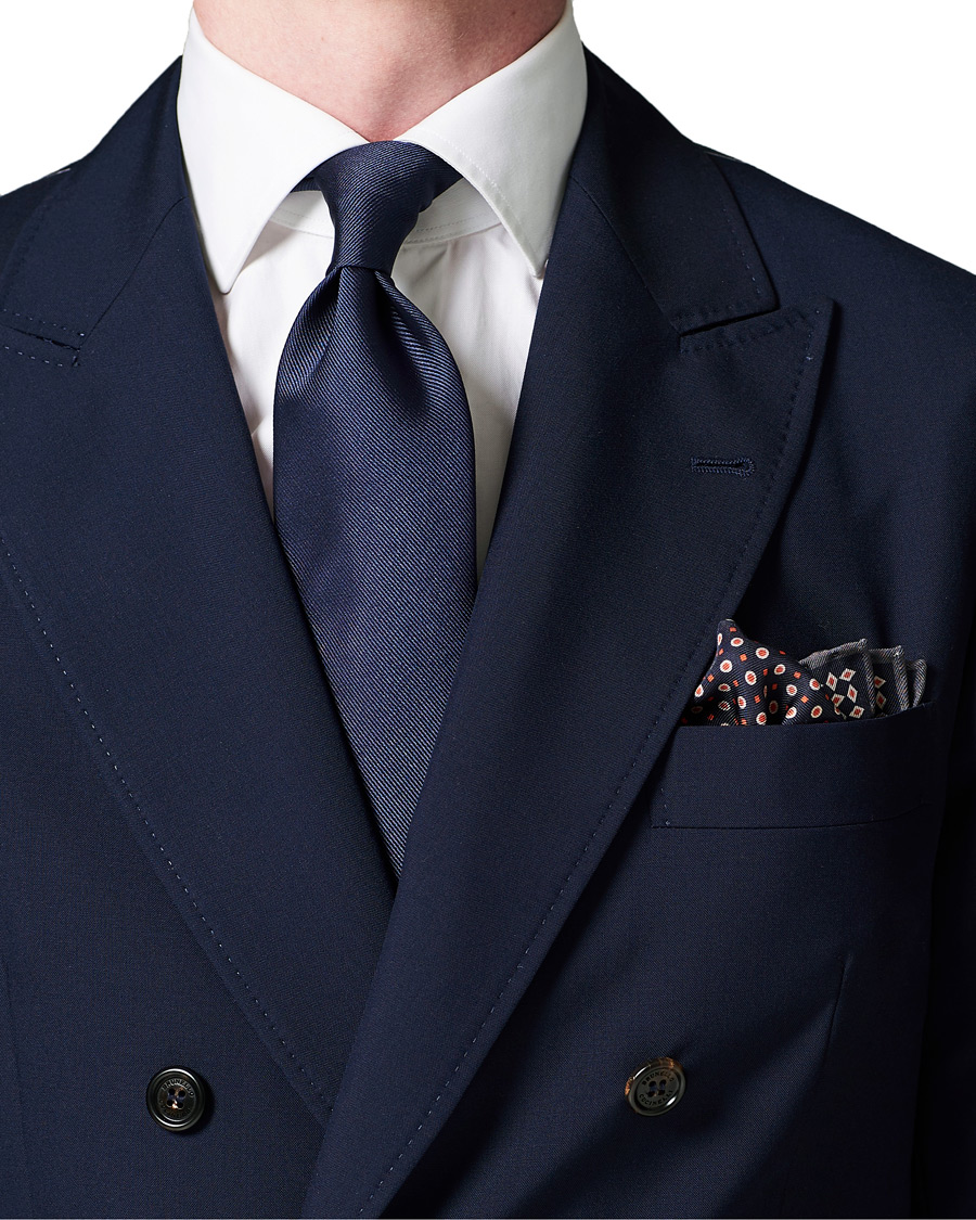Herr | Brioni Hand Rolled Silk Pochette Navy | Brioni | Hand Rolled Silk Pochette Navy