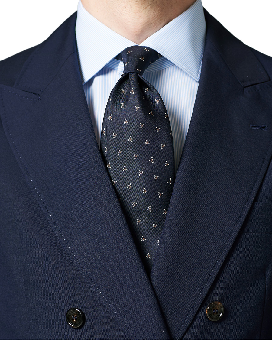 Herr | Brioni Printed Triangle Silk Tie Navy | Brioni | Printed Triangle Silk Tie Navy