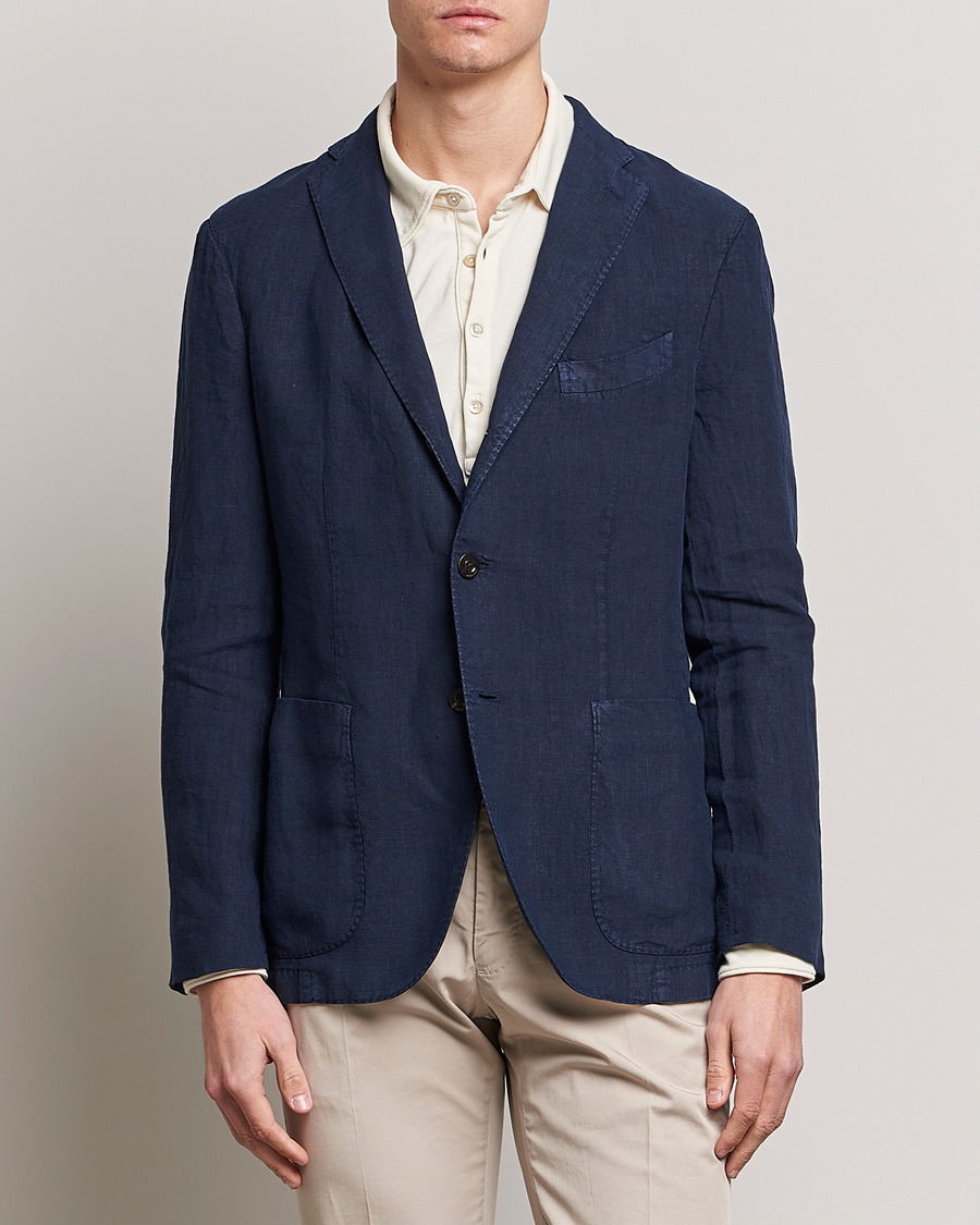 Herr | Kavajer | Boglioli | K Jacket Linen Blazer Navy
