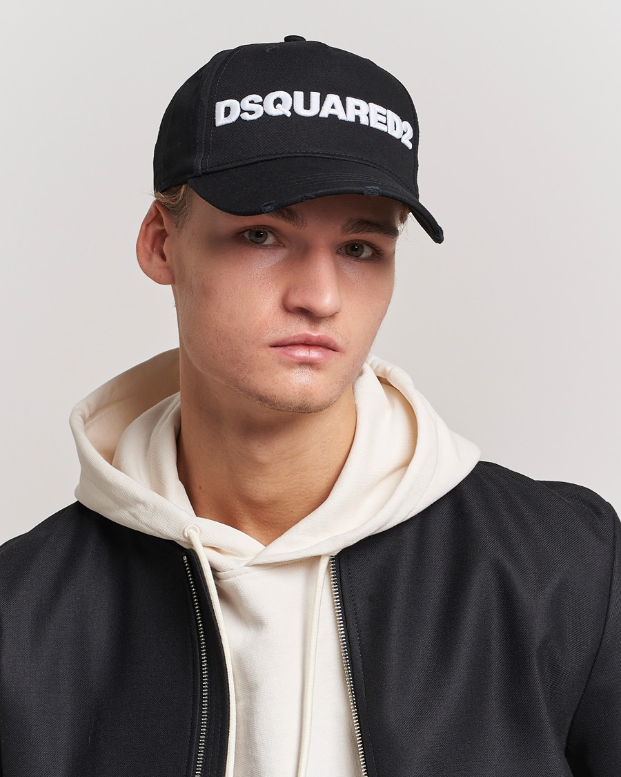Herr | Dsquared2 Lettering Logo Baseball Cap Black/White | Dsquared2 | Lettering Logo Baseball Cap Black/White
