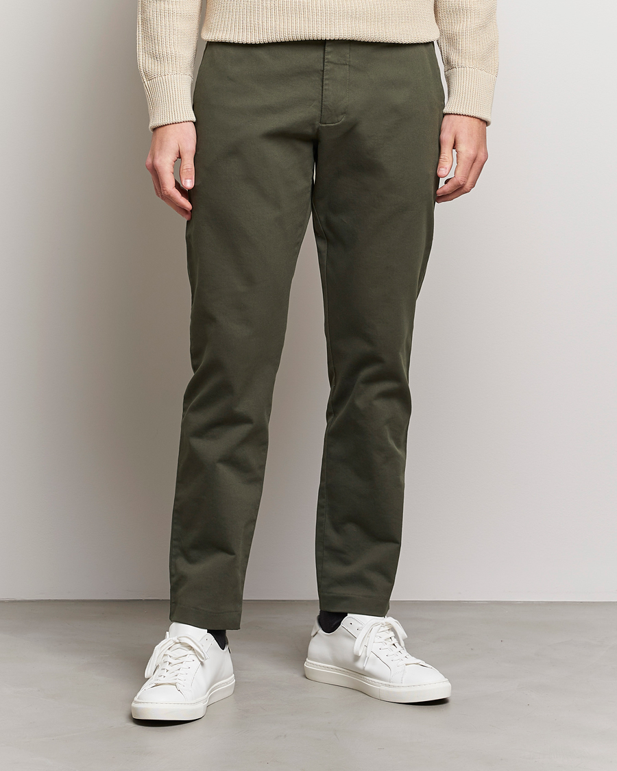 Herr | Byxor | NN07 | Theo Regular Fit Stretch Chinos Army Green