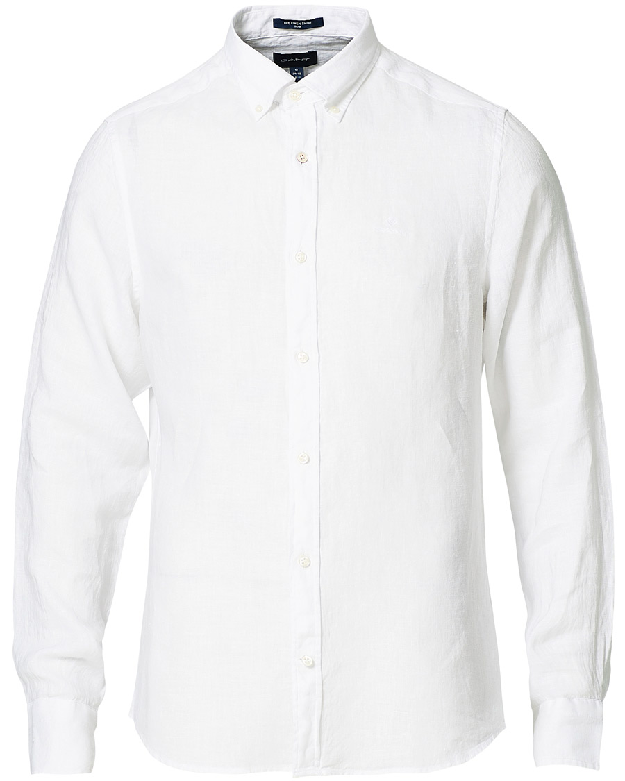Herr | Skjortor | GANT | Slim Fit Linen Shirt White