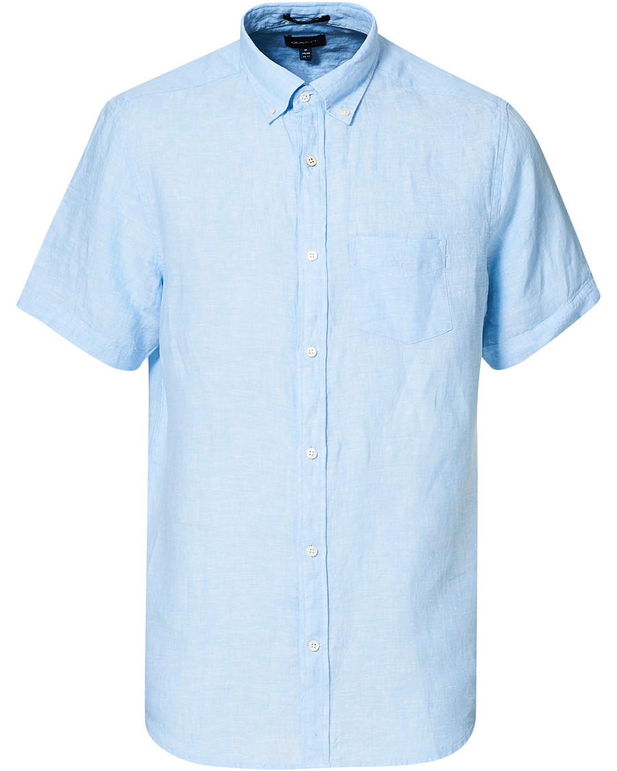 Herr | Skjortor | GANT | Regular Fit Linen Short Sleeve Shirt Capri Blue