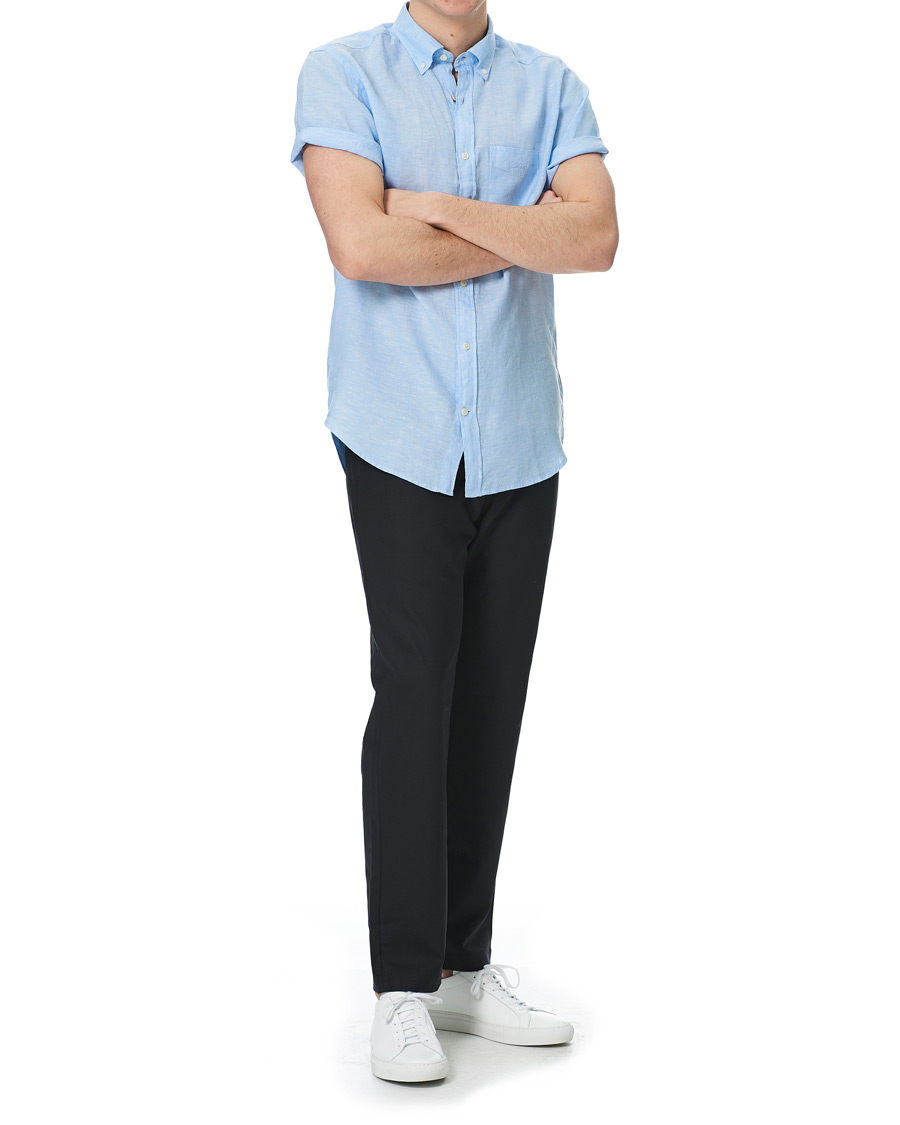 Herr | Skjortor | GANT | Regular Fit Linen Short Sleeve Shirt Capri Blue