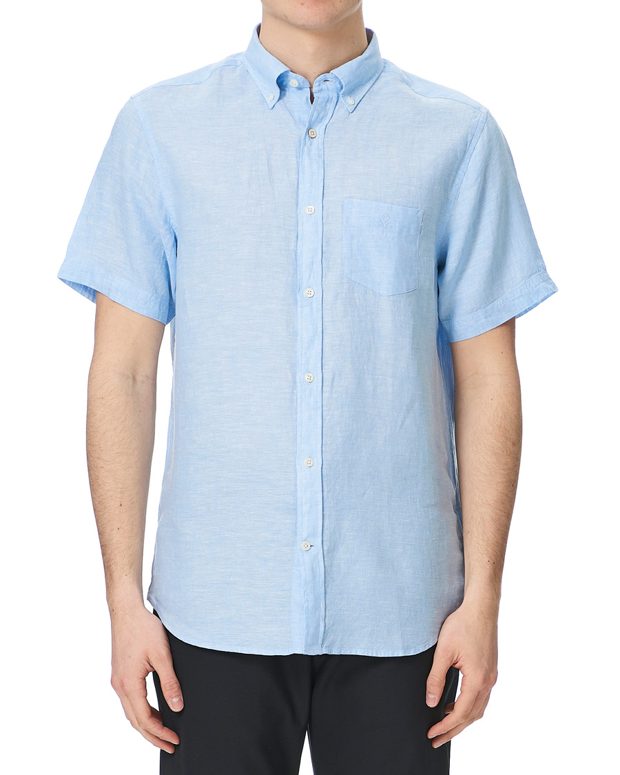 Herr | Skjortor | GANT | Regular Fit Linen Short Sleeve Shirt Capri Blue