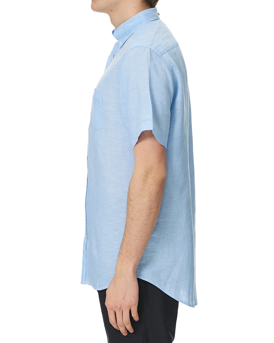 Herr | Skjortor | GANT | Regular Fit Linen Short Sleeve Shirt Capri Blue