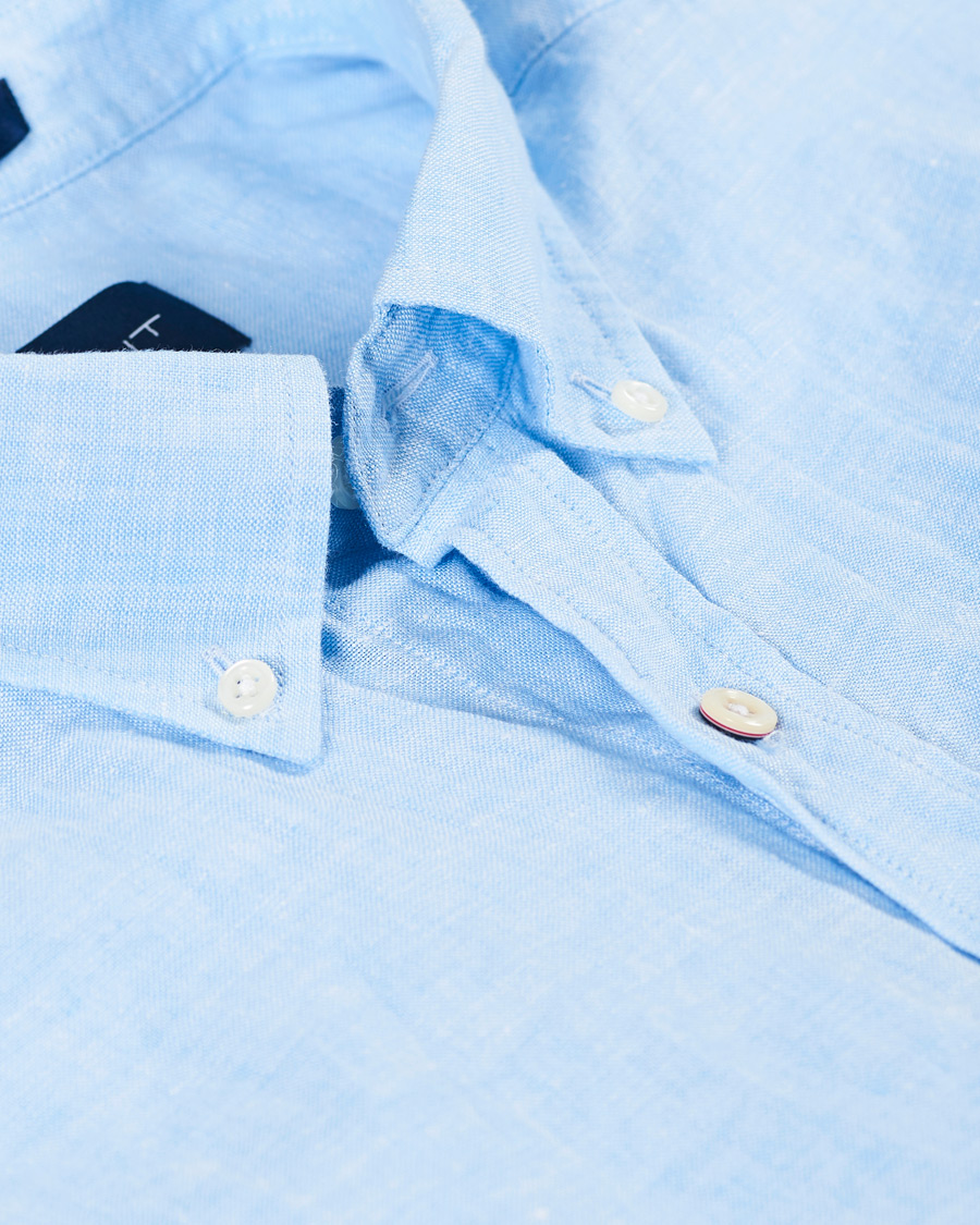 Herr | Skjortor | GANT | Regular Fit Linen Short Sleeve Shirt Capri Blue