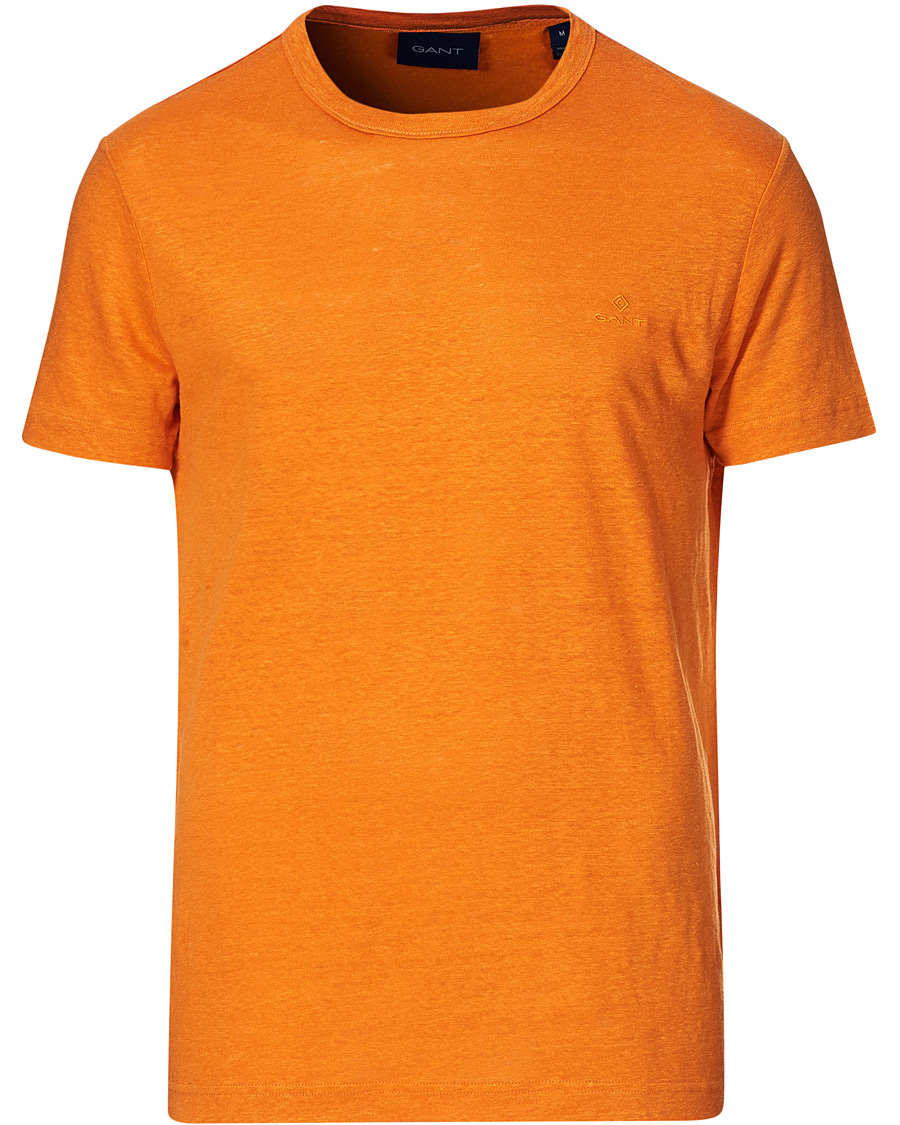 Herr | T-Shirts | GANT | Linen Crew Neck Tee Roset Orange