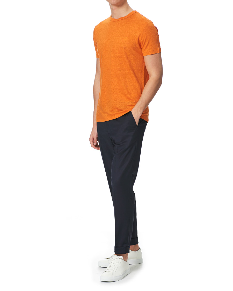 Herr | T-Shirts | GANT | Linen Crew Neck Tee Roset Orange