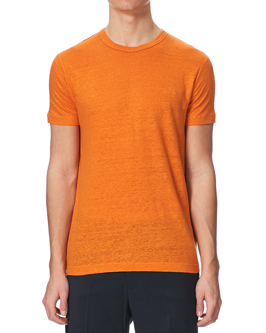 Herr | T-Shirts | GANT | Linen Crew Neck Tee Roset Orange