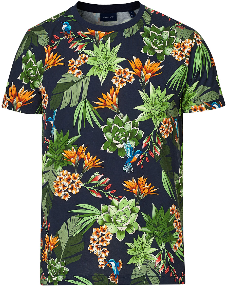 Herr | T-Shirts | GANT | Printed Humming Garden Tee Evening Blue