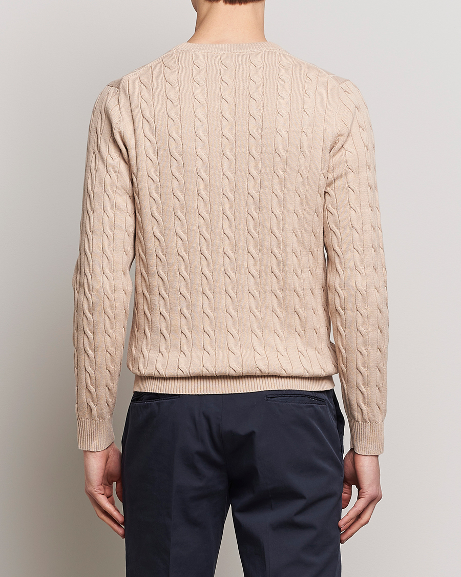 Herr | Tröjor | GANT | Cotton Cable Crew Neck Dry Sand