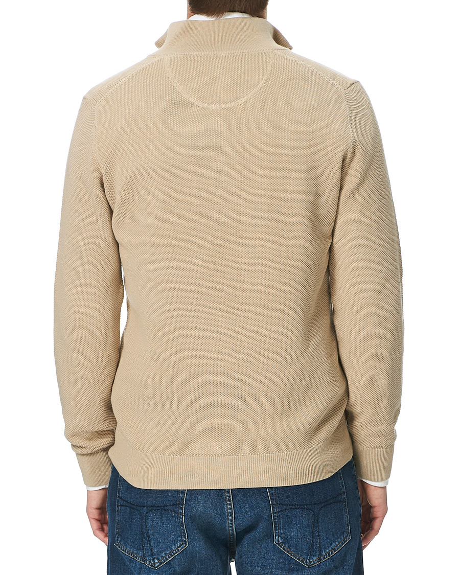 Herr | Tröjor | GANT | Cotton Pique Half-Zip Sweater Dry Sand