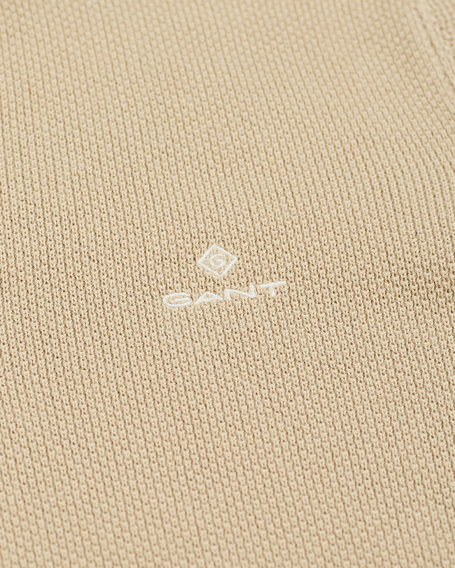 Herr | Tröjor | GANT | Cotton Pique Half-Zip Sweater Dry Sand