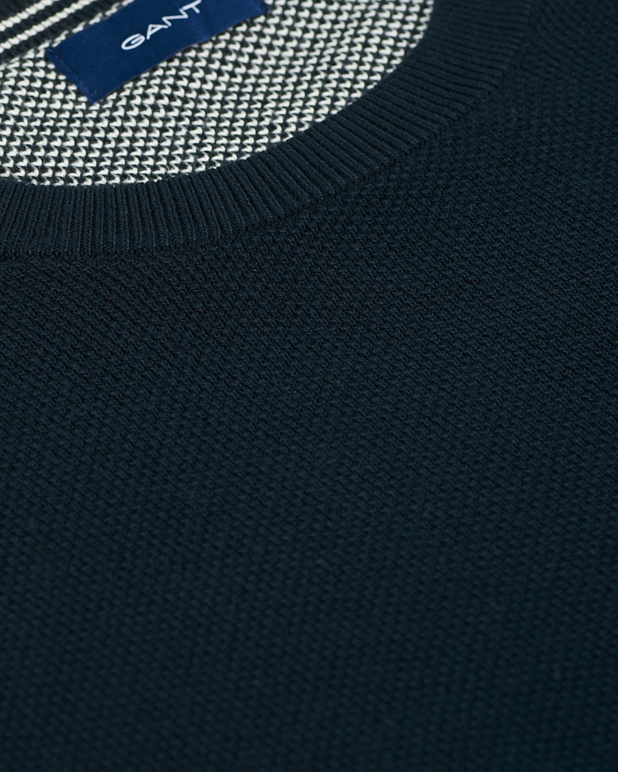 Herr | Tröjor | GANT | Cotton Pique Crew Neck Eavning Blue