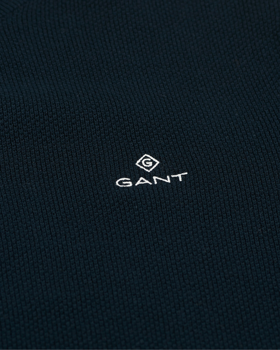 Herr | Tröjor | GANT | Cotton Pique Crew Neck Eavning Blue
