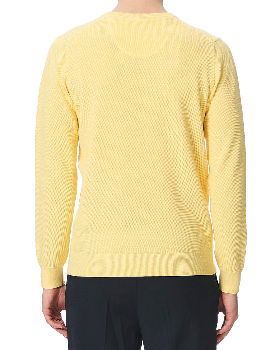 Herr | Tröjor | GANT | Cotton Pique Crew Neck Sweater Brimstone Yellow