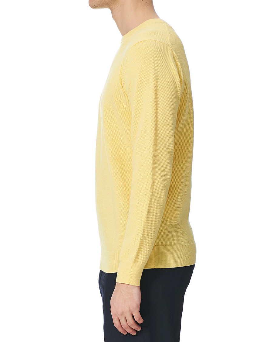 Herr | Tröjor | GANT | Cotton Pique Crew Neck Sweater Brimstone Yellow