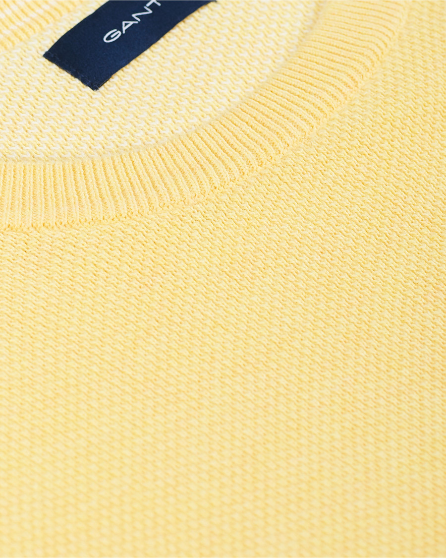 Herr | Tröjor | GANT | Cotton Pique Crew Neck Sweater Brimstone Yellow