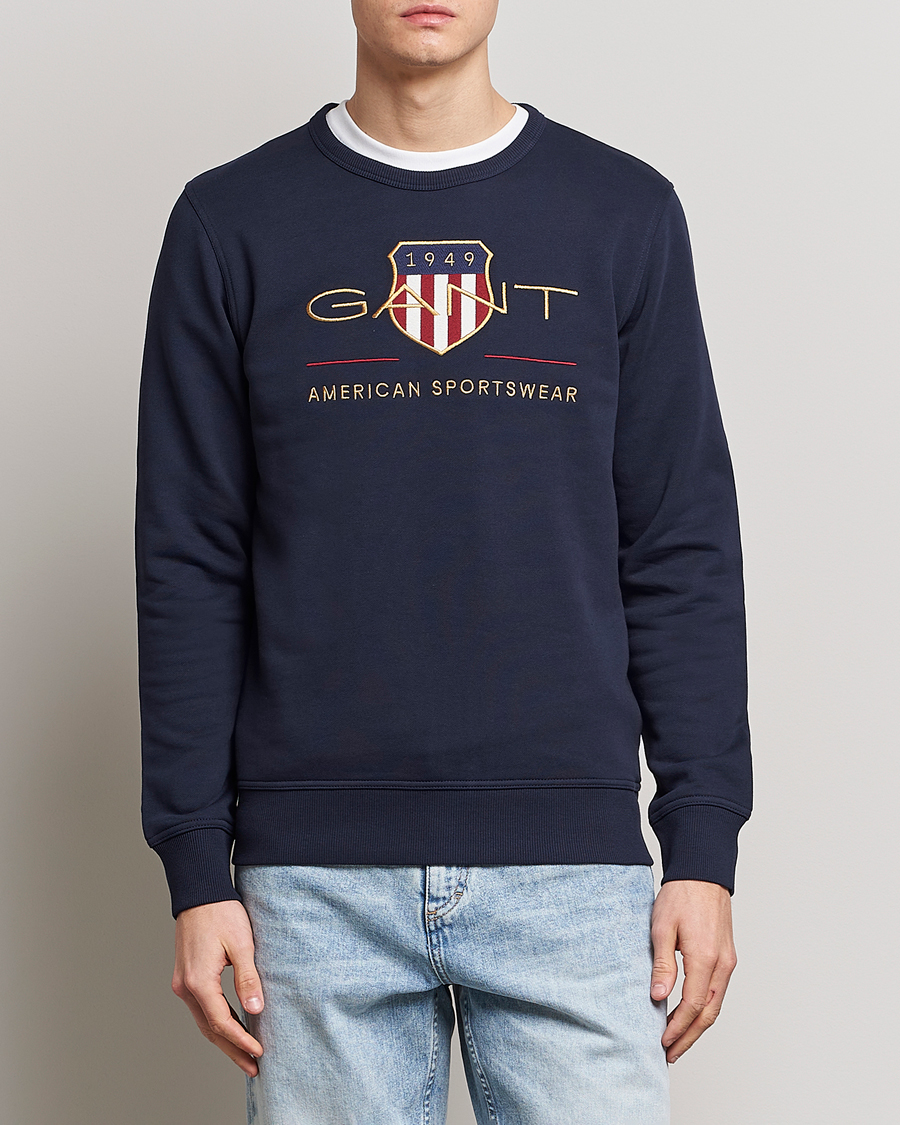Herr | Tröjor | GANT | Archive Shield Crew Neck Sweatershirt Evening Blue