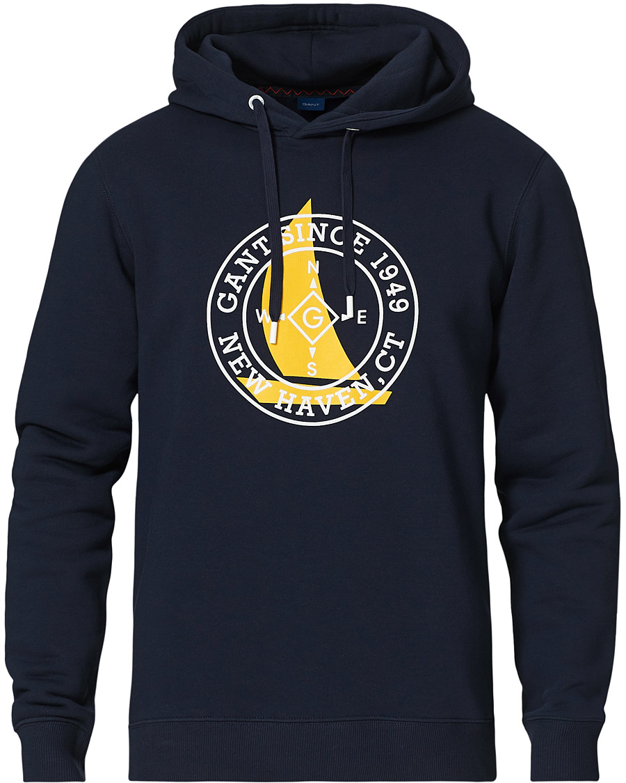 Herr | Tröjor | GANT | Nautical Logo Hoodie Evening Blue