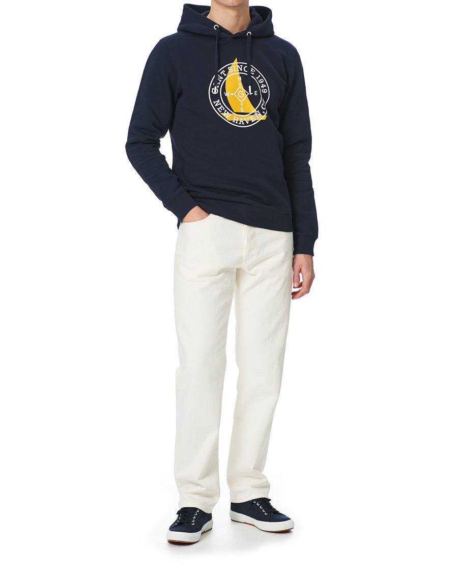 Herr | Tröjor | GANT | Nautical Logo Hoodie Evening Blue