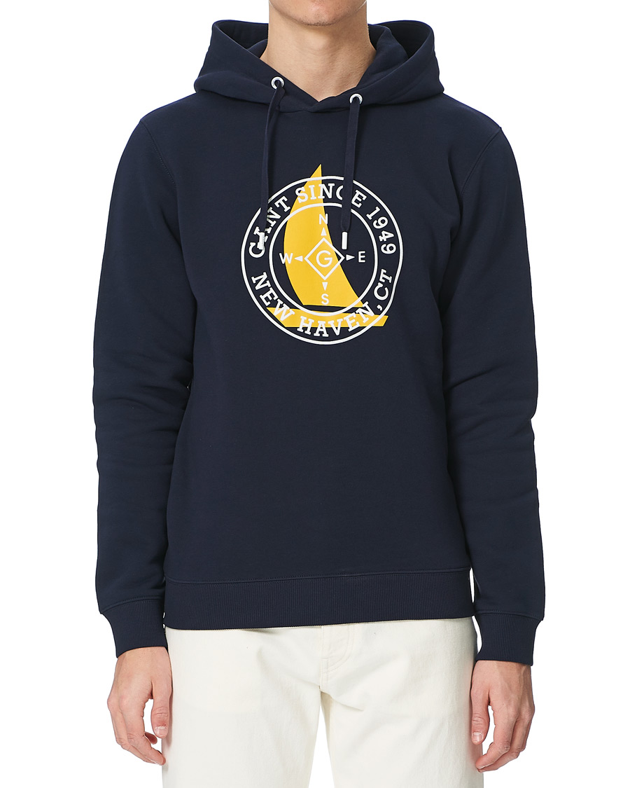 Herr | Tröjor | GANT | Nautical Logo Hoodie Evening Blue