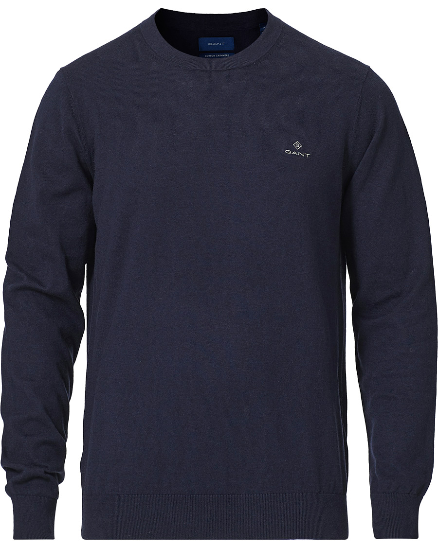 Herr | Tröjor | GANT | Cotton/Cashmere Crew Neck Pullover Evening Blue