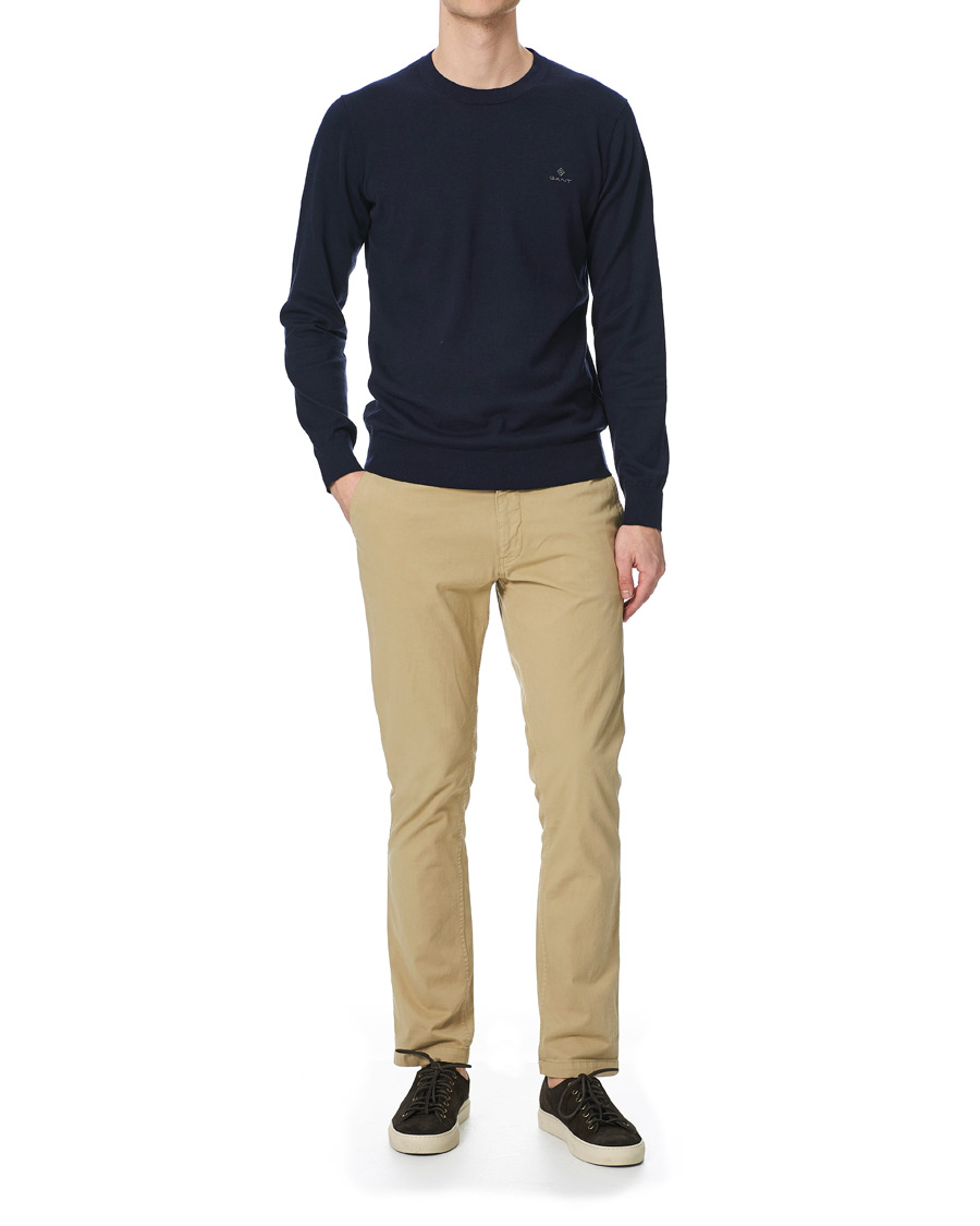 Herr | Tröjor | GANT | Cotton/Cashmere Crew Neck Pullover Evening Blue