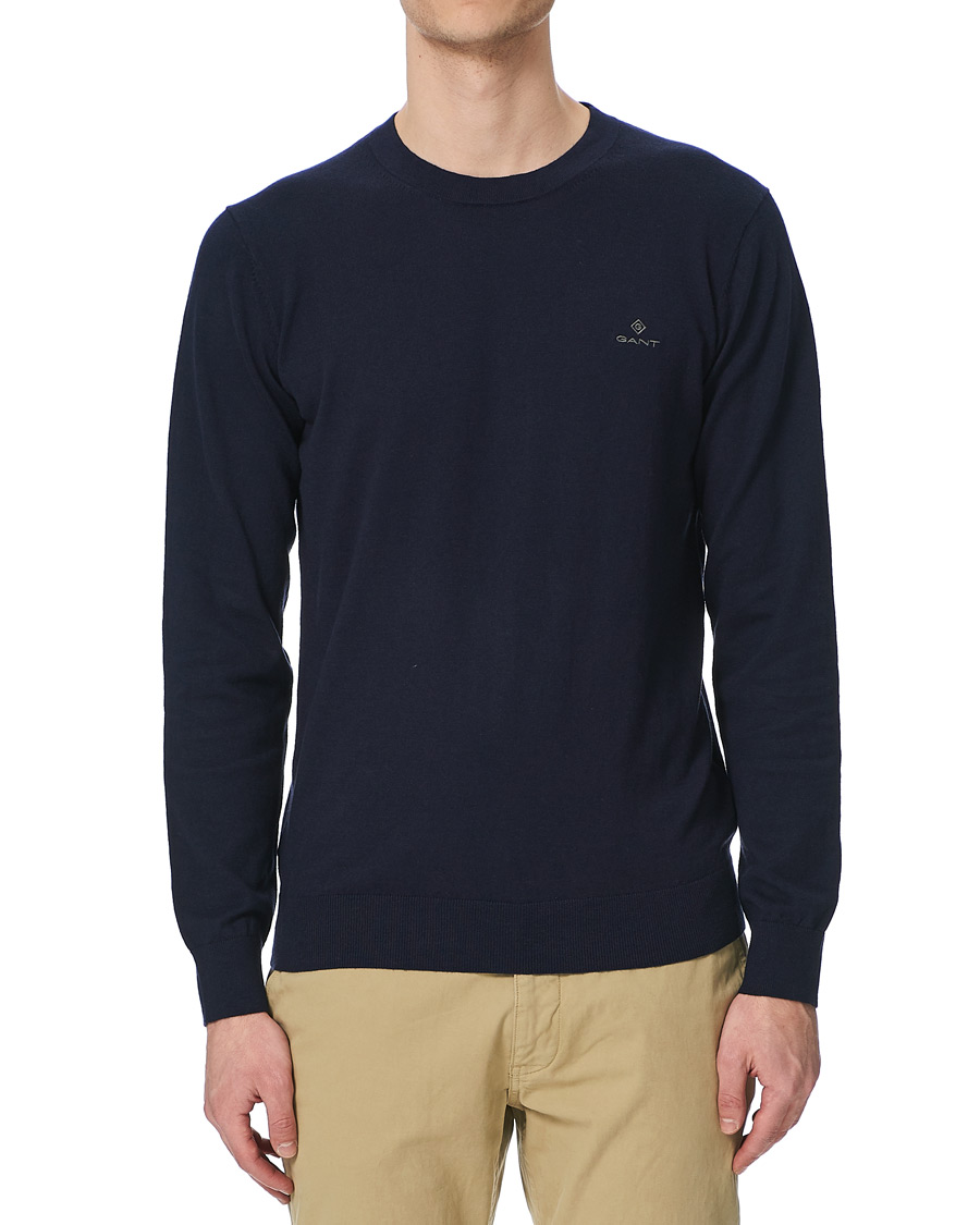 Herr | Tröjor | GANT | Cotton/Cashmere Crew Neck Pullover Evening Blue