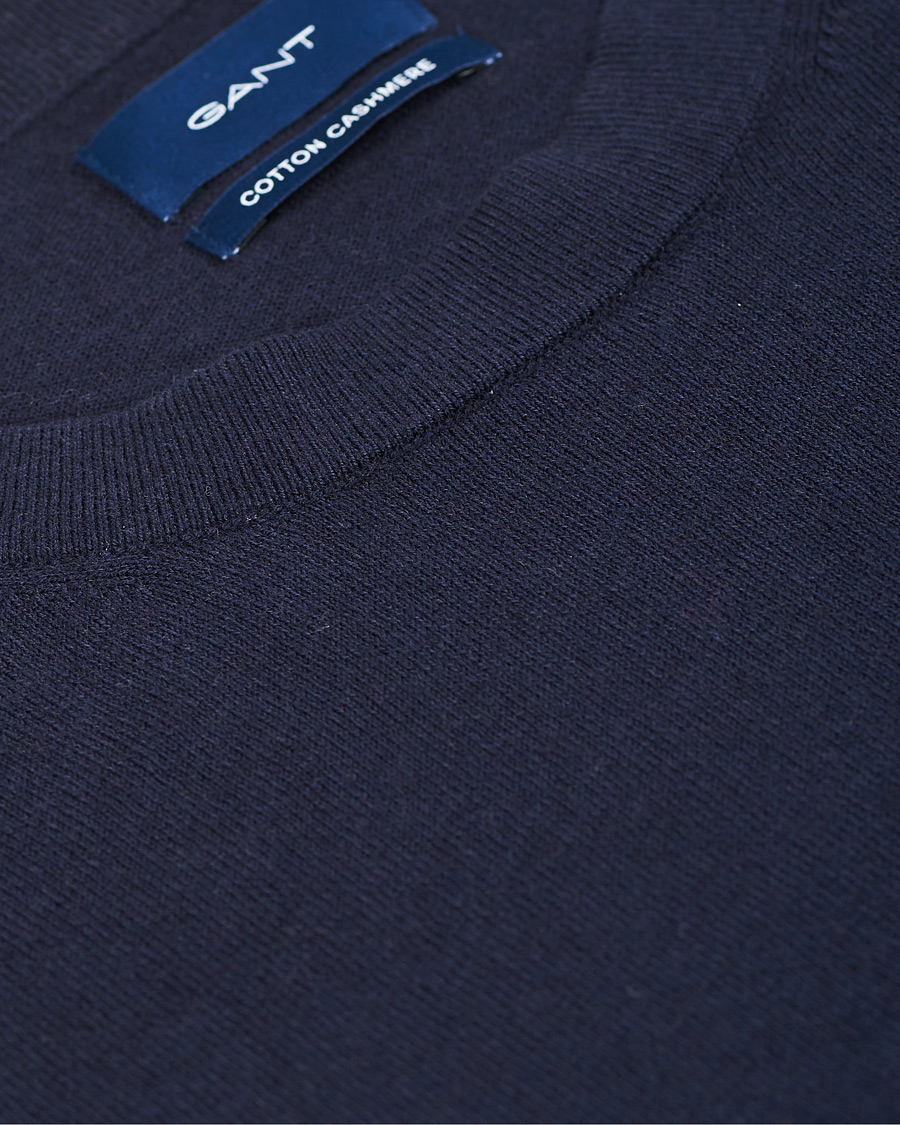 Herr | Tröjor | GANT | Cotton/Cashmere Crew Neck Pullover Evening Blue
