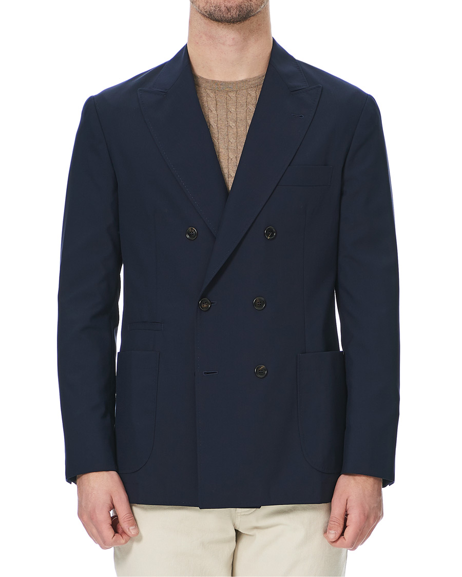 Herr | Kavajer | Brunello Cucinelli | Super 120s Wool Double Breasted Blazer Navy