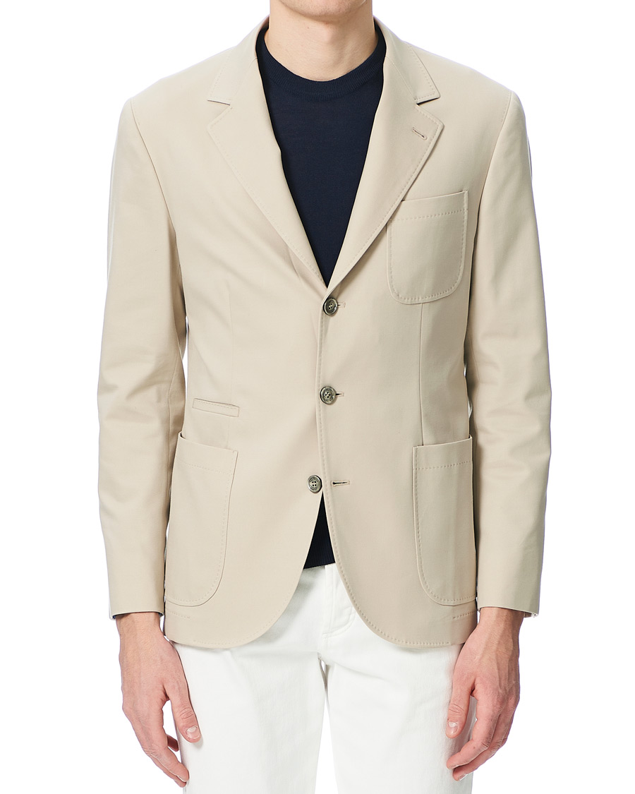 Herr | Kavajer | Brunello Cucinelli | Cotton Gabardine Patch Pocket Blazer Sand