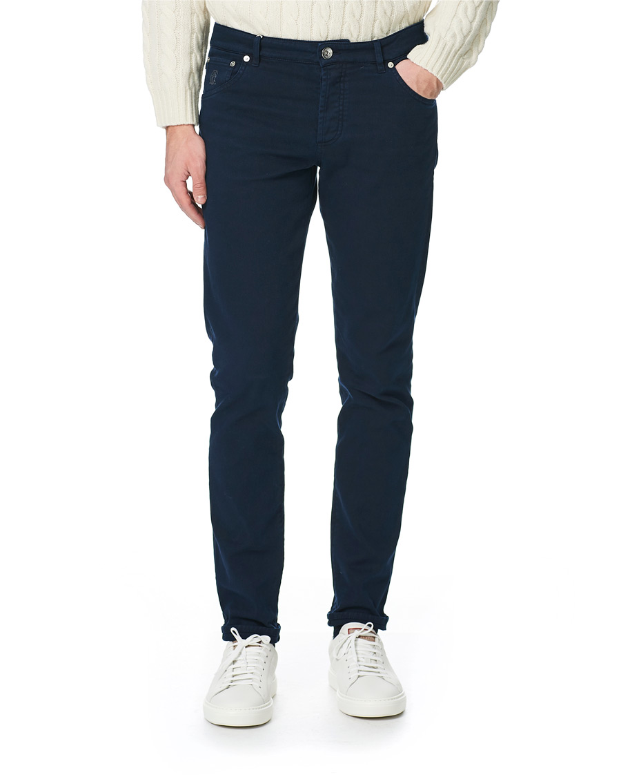 Herr | Byxor | Brunello Cucinelli | Slim Fit 5-Pocket Twill Pants Navy