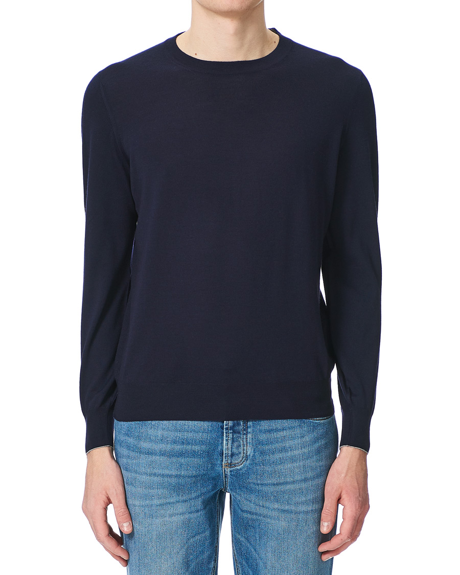 Herr | Tröjor | Brunello Cucinelli | Cashmere/Wool Crew Neck Sweater Navy