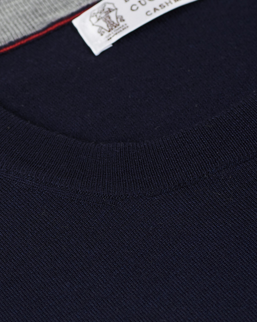 Herr | Tröjor | Brunello Cucinelli | Cashmere/Wool Crew Neck Sweater Navy
