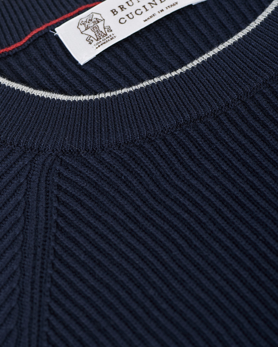 Herr | Tröjor | Brunello Cucinelli | Rib Stitch Navy