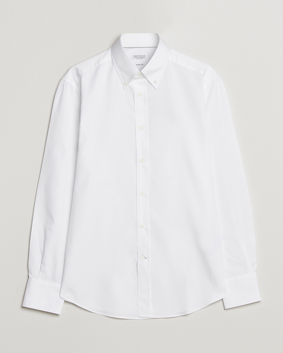 Herr | Skjortor | Brunello Cucinelli | Slim Fit Button Down Shirt White