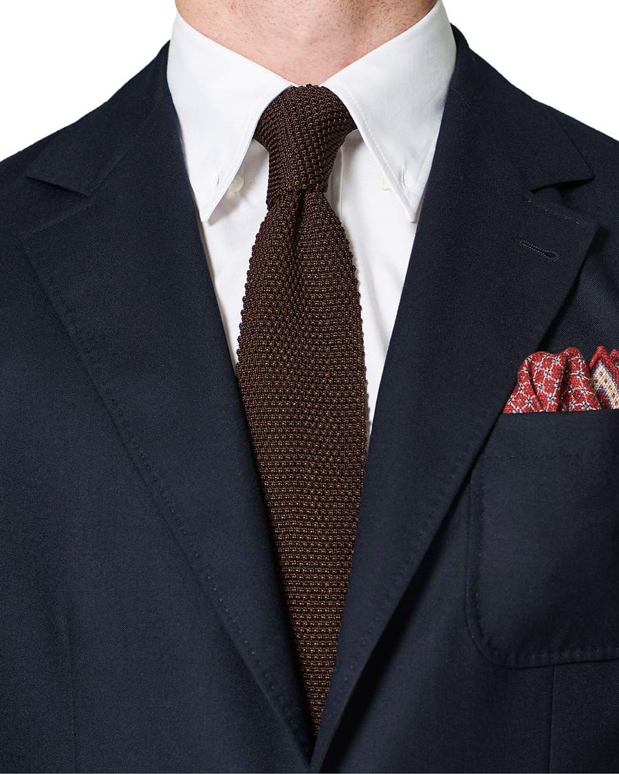 Herr | Brunello Cucinelli Knitted Tie Brown | Brunello Cucinelli | Knitted Tie Brown