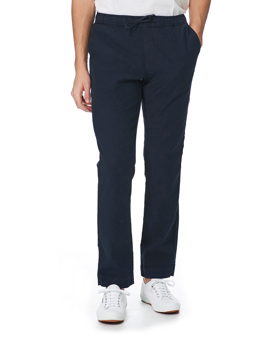 Herr | Byxor | Morris | Winward Linen Drawstring Pants Blue