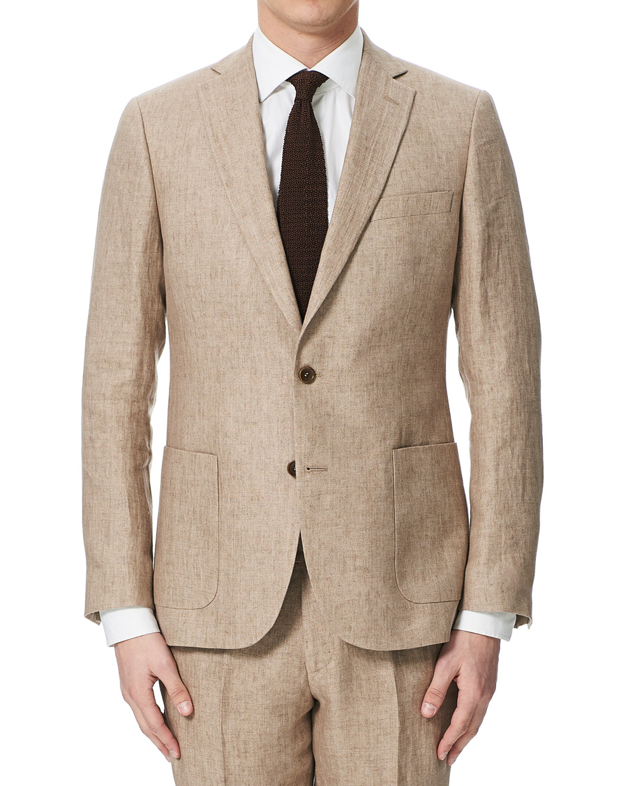 Herr | Kavajer | Morris | Sebastian Linen Patch Pocket Blazer Khaki