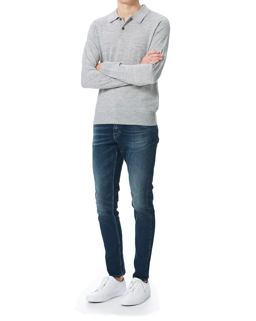 Herr | Tröjor | Morris | Merino Long Sleeve Polo Shirt Grey Melange