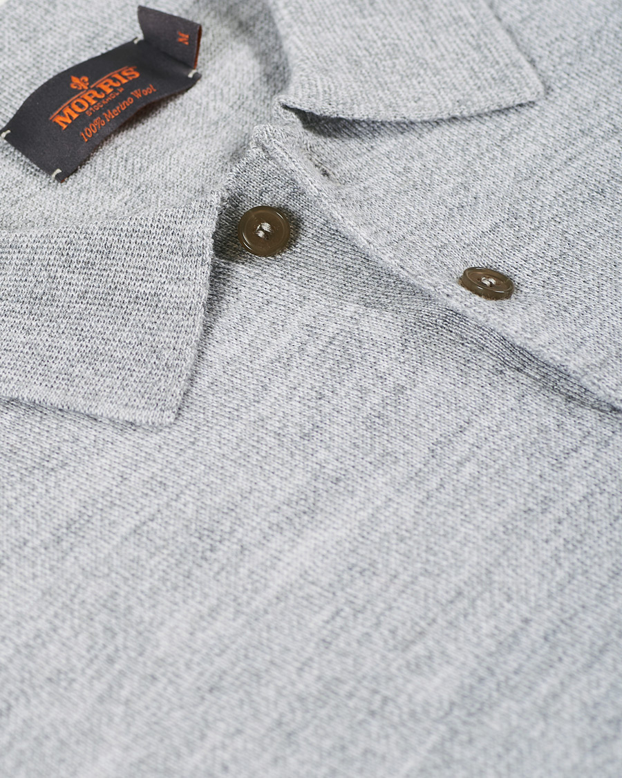 Herr | Tröjor | Morris | Merino Long Sleeve Polo Shirt Grey Melange