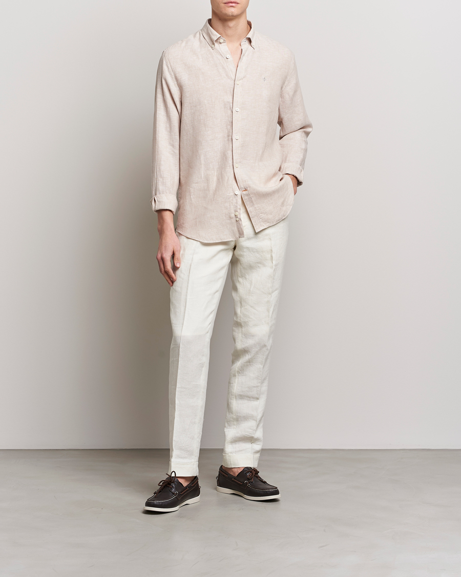 Herr | Skjortor | Morris | Douglas Linen Button Down Shirt Khaki