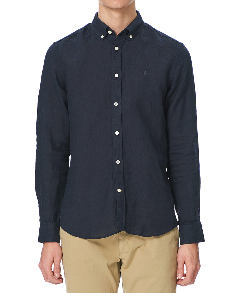 Herr | Skjortor | Morris | Douglas Linen Shirt Dark Navy